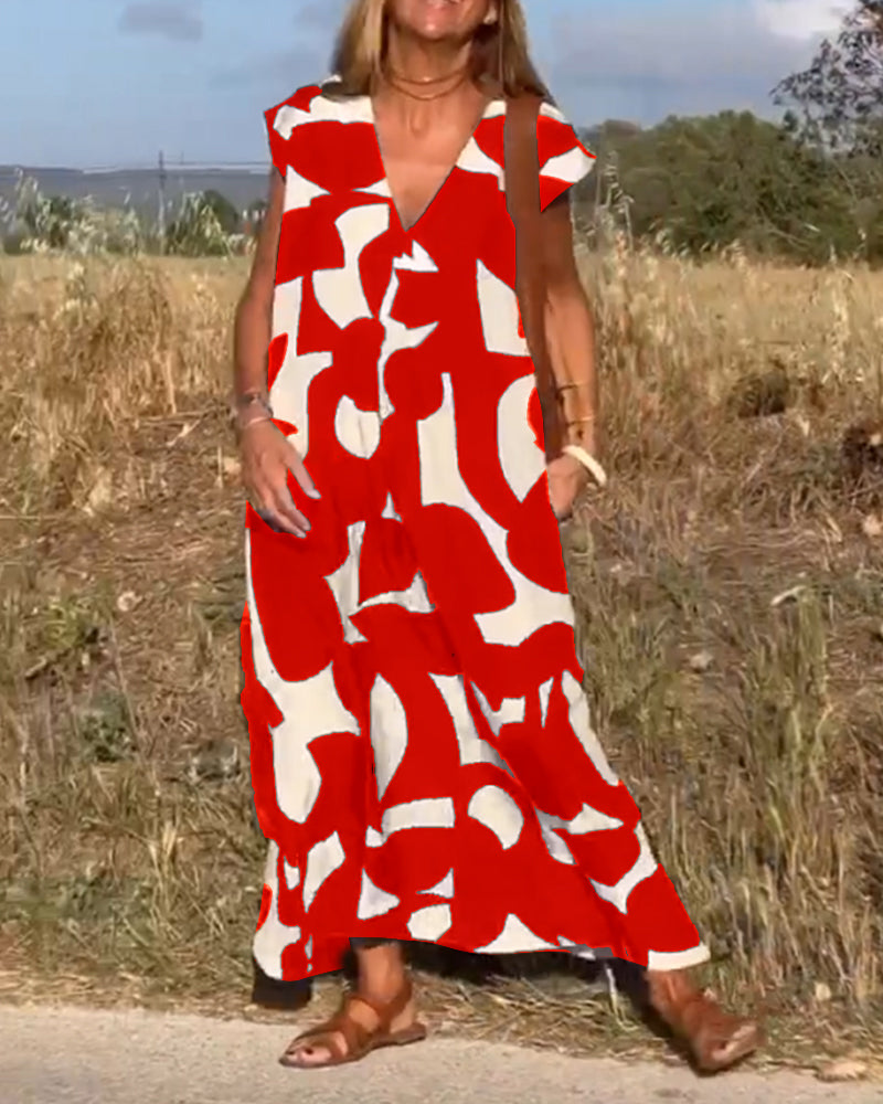 Sarinya - Rochie Imprimată Cu Decolteu In V