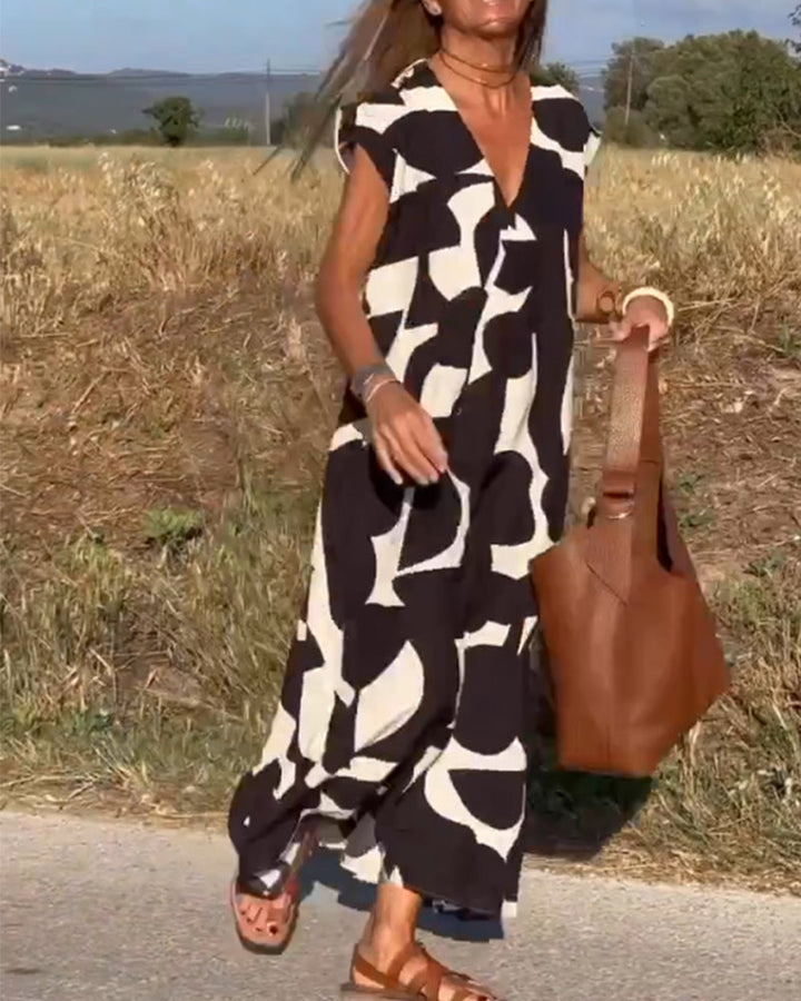 Sarinya - Rochie Imprimată Cu Decolteu In V