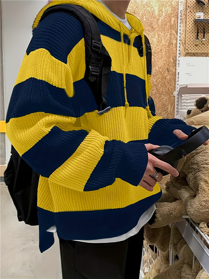 Tenzin - Hanorac Cu Glugă Din Tricot Cu Dungi Oversized