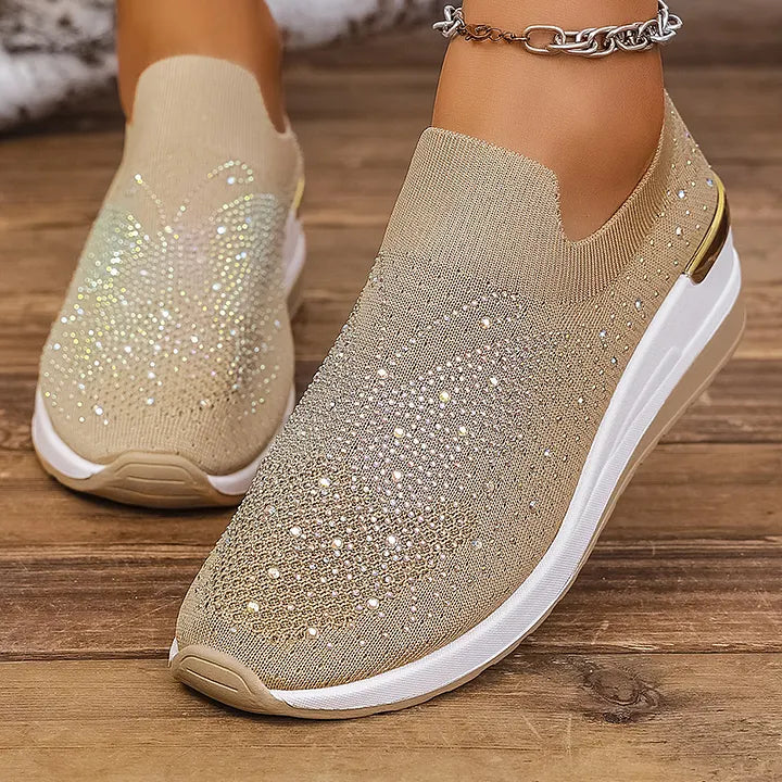 Josia - Adidași Fără Șireturi Cu Model De Fluture Din Strasuri