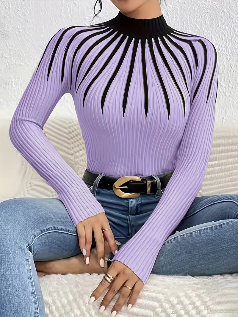 Maider - Pulover Elegant Cu Mâneci Lungi și Guler înalt