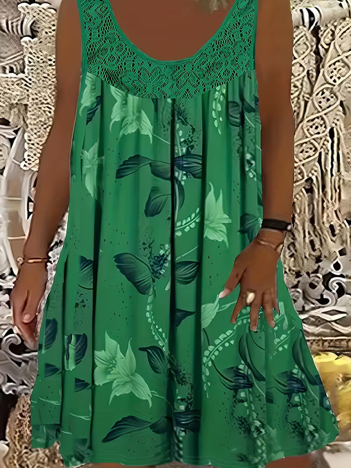 Samudri - Rochie Lungă Largă Fără Mâneci cu Guler Rotund
