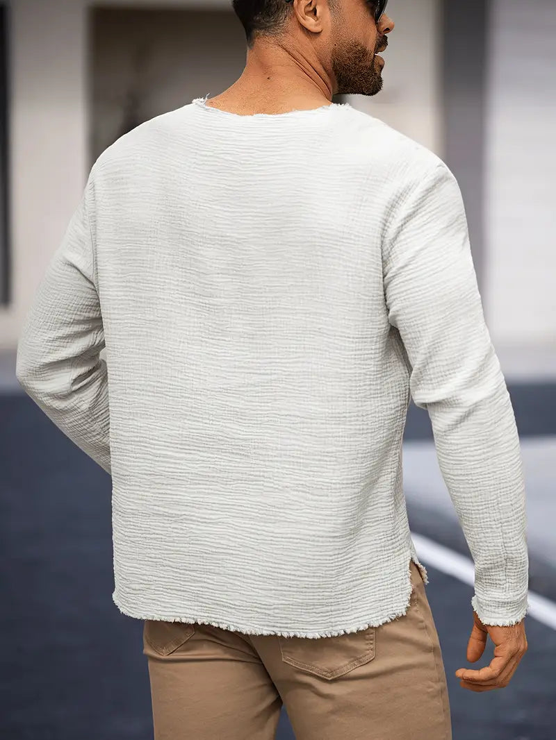 Demetrio - Cămașă Casual Confortabilă Cu Mâneci Lungi și Decolteu în V