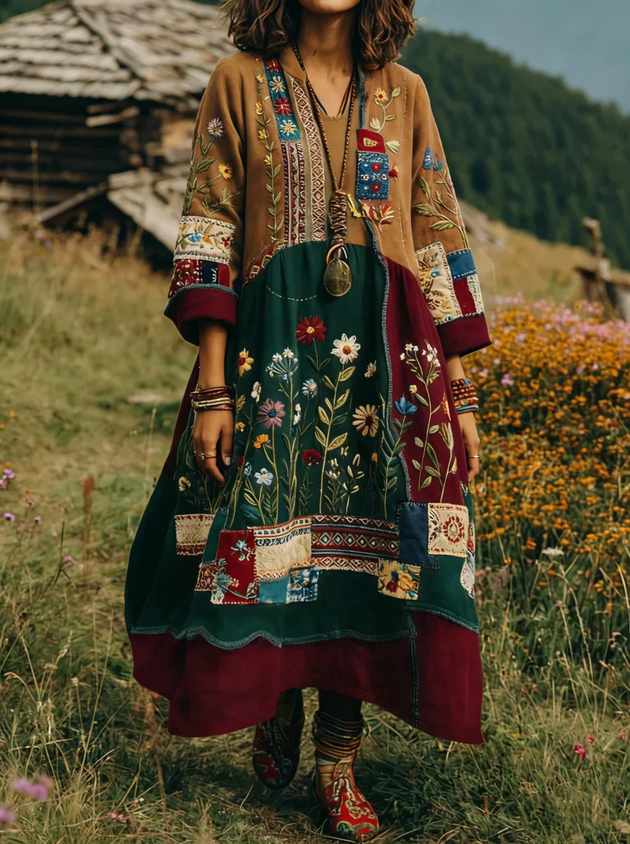 Eresha - Rochie Casual cu Mâneci lungi și Imprimeu Floral
