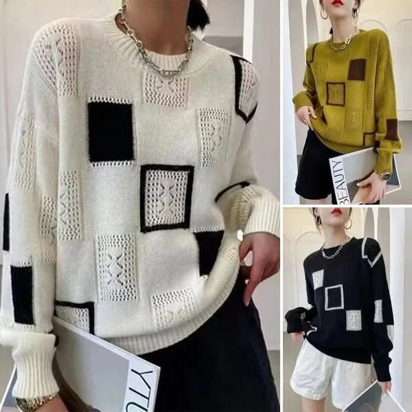 Annouska - Pulover Tricotat Cu Model în Blocuri