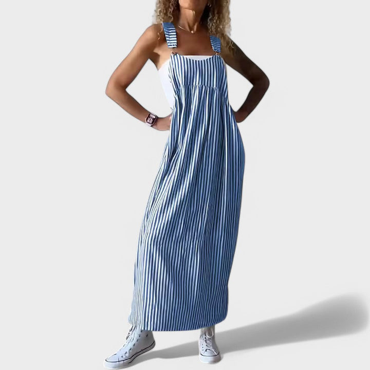 Guzel - Rochie Lungă Elegantă cu Imprimeu în Dungi