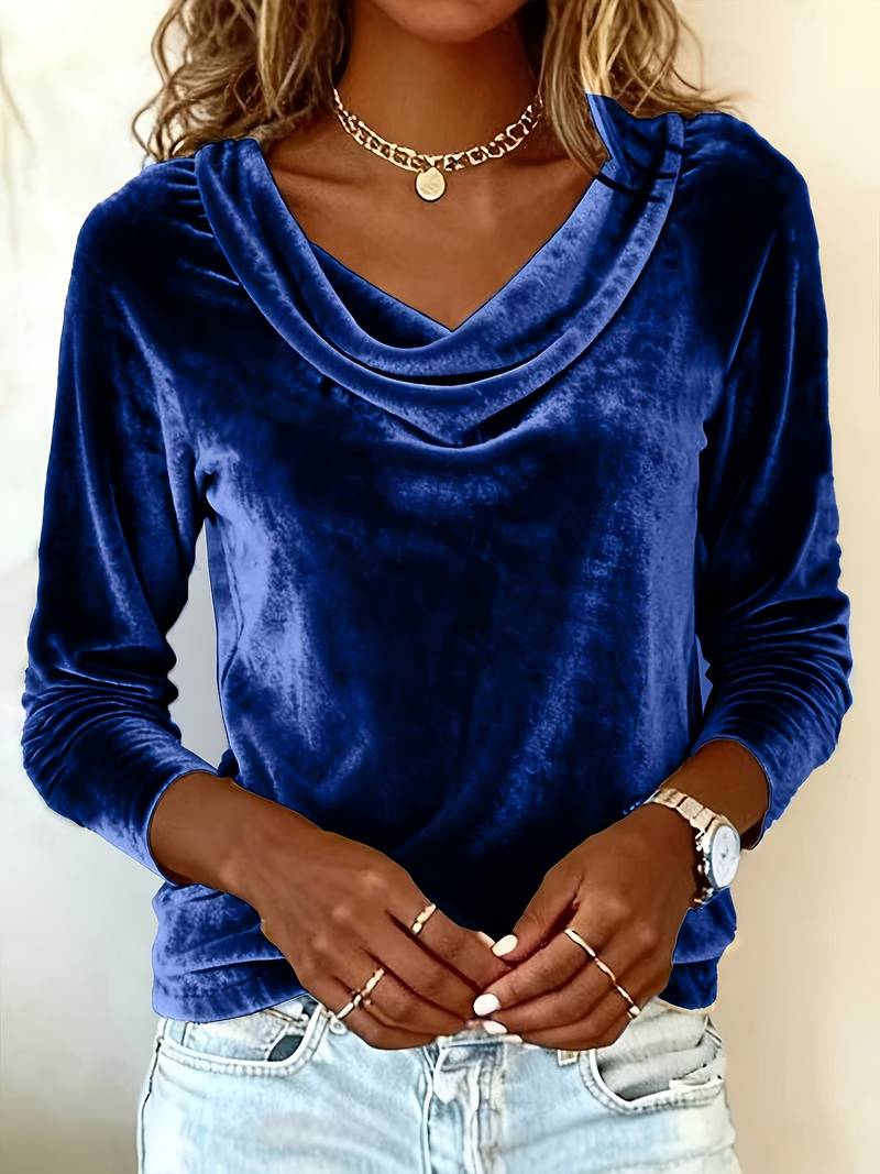 Ghania - Casual Long Sleeve V-Neck T-Shirt