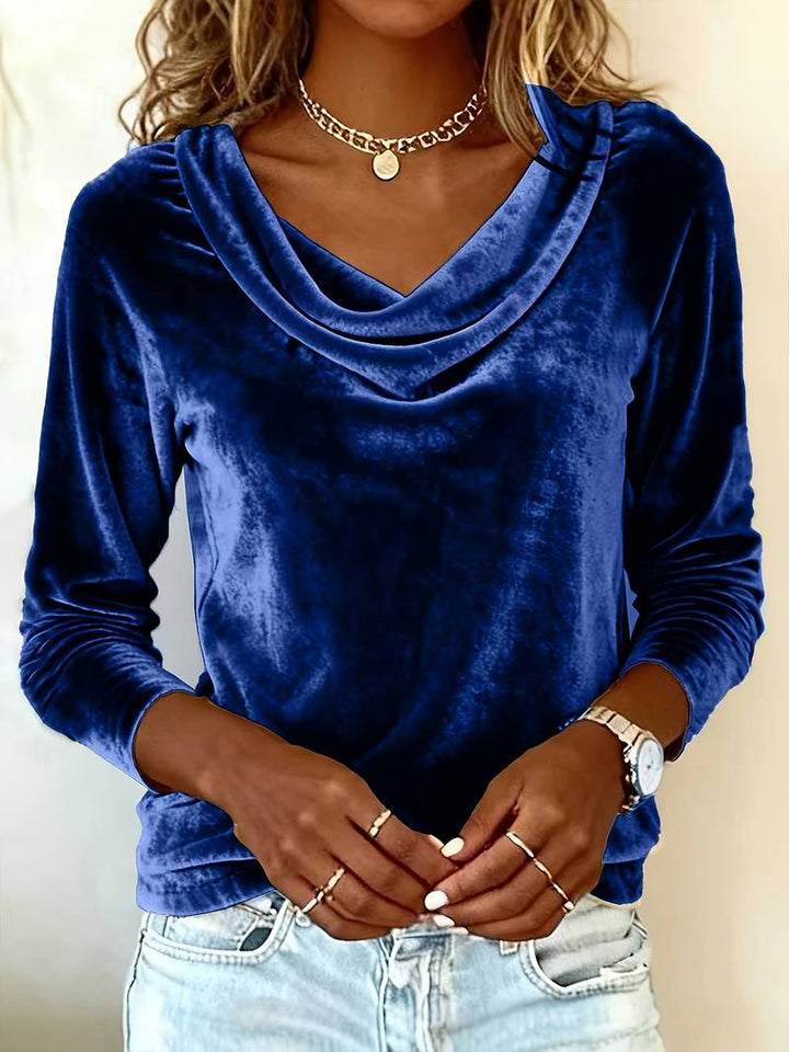 Ghania - Casual Long Sleeve V-Neck T-Shirt