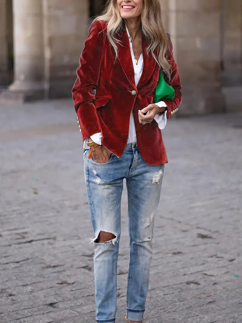 Elīna - Blazer Elegant Din Catifea