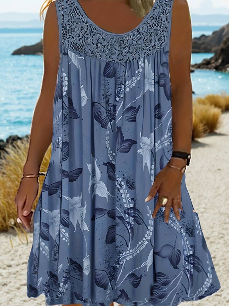 Samudri - Rochie Lungă Largă Fără Mâneci cu Guler Rotund