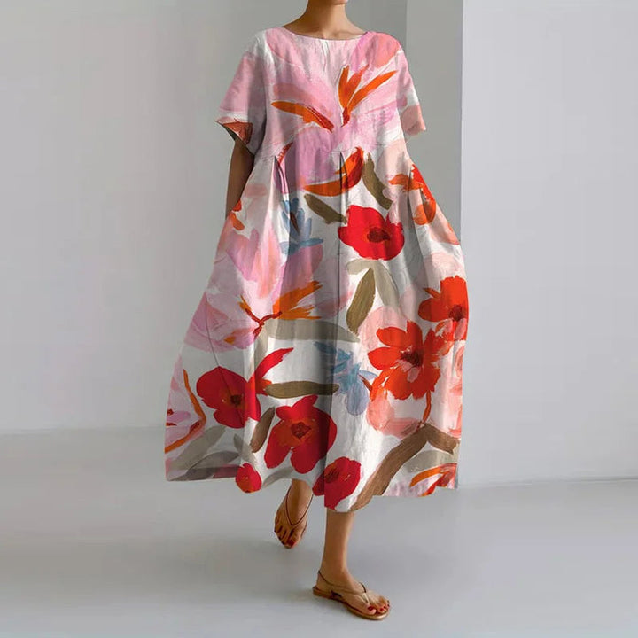 Lucasta - Rochie Confortabilă Cu Imprimeu Floral Si Decolteu In V