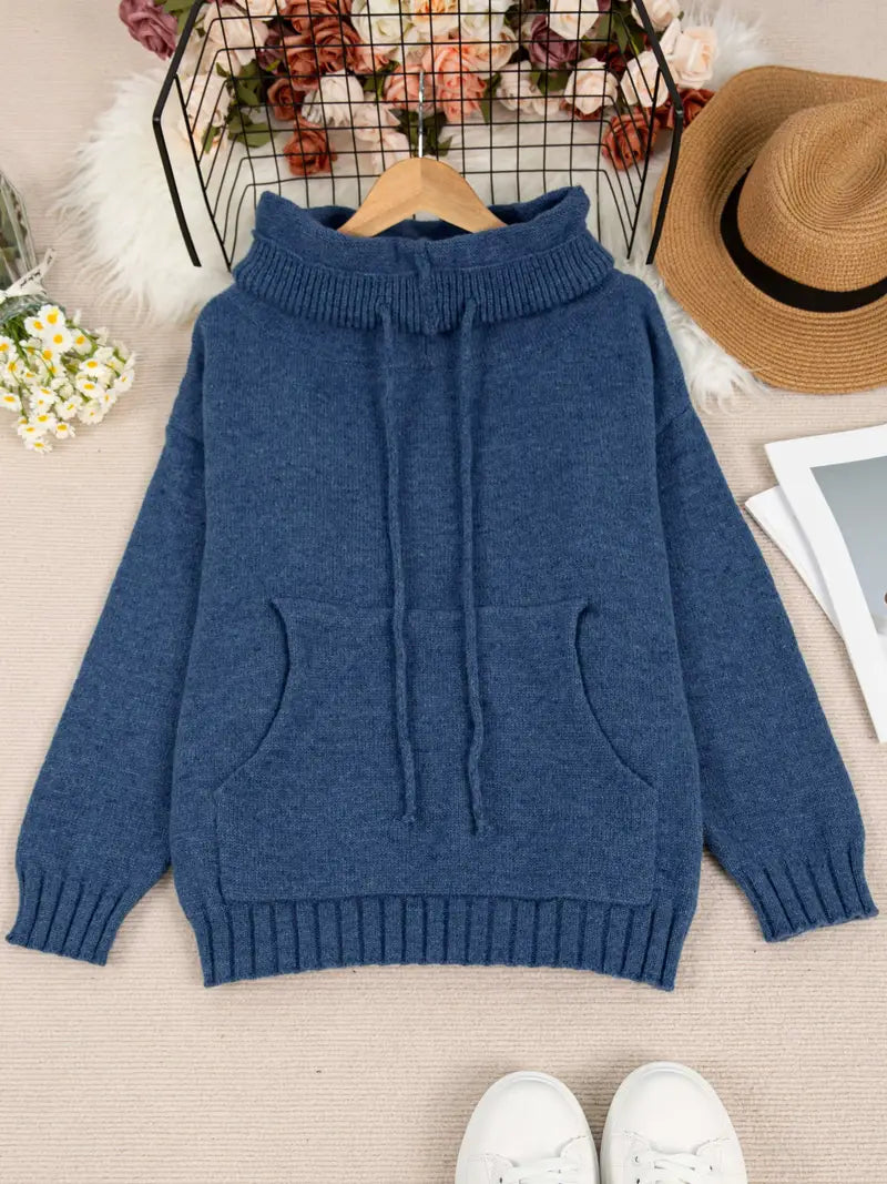 Natala - Pulover Tricotat Cu Buzunar Tip Cangur