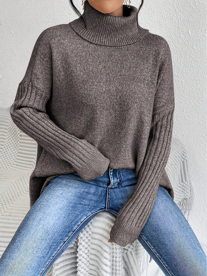 Tahlia - Pulover Casual Cu Mâneci Lungi și Guler înalt
