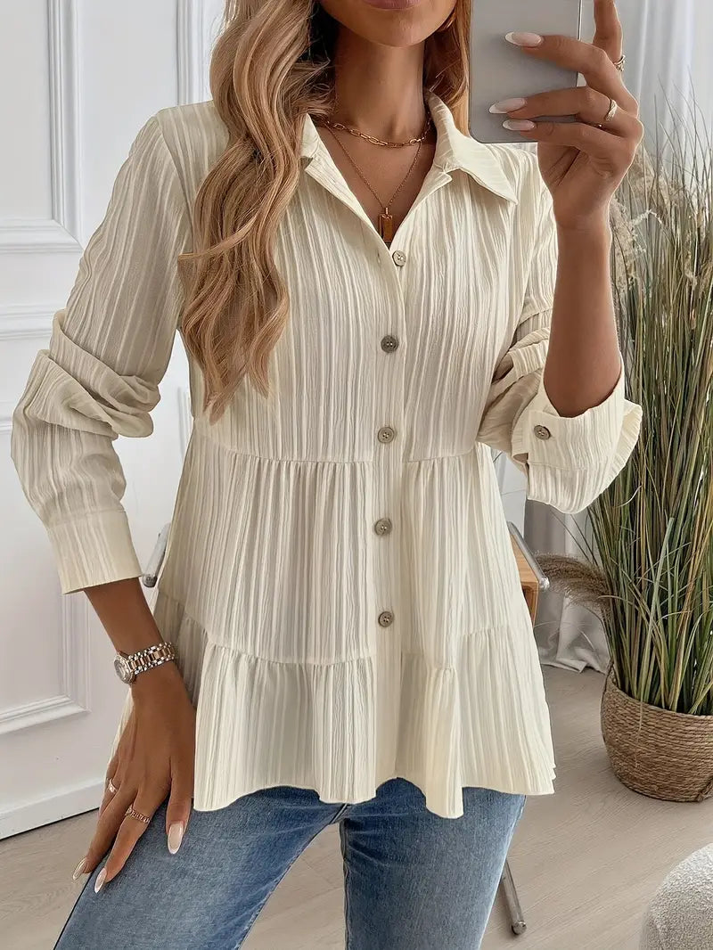 Majlinda - Cămașă Elegantă Cu Mâneci Lungi și Nasturi