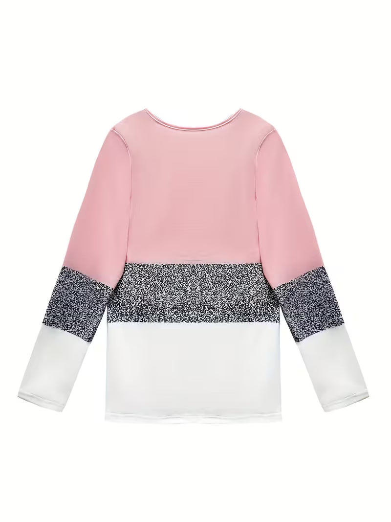 Jullie - Bluză Cu Mâneci Lungi Și Inserție Cu Sclipici În Stil Color Block