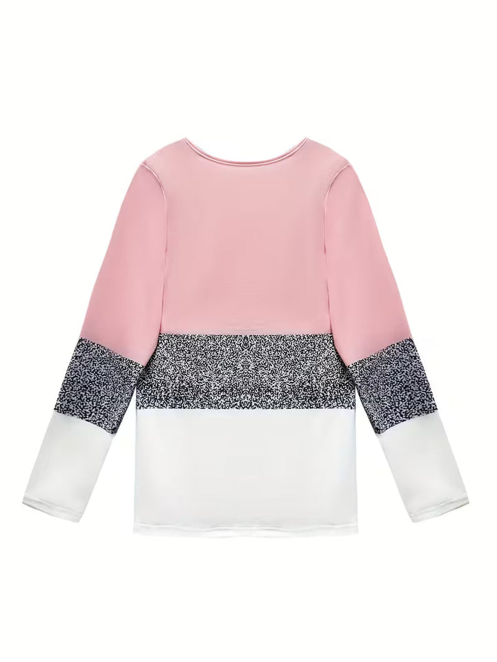 Jullie - Bluză Cu Mâneci Lungi Și Inserție Cu Sclipici În Stil Color Block