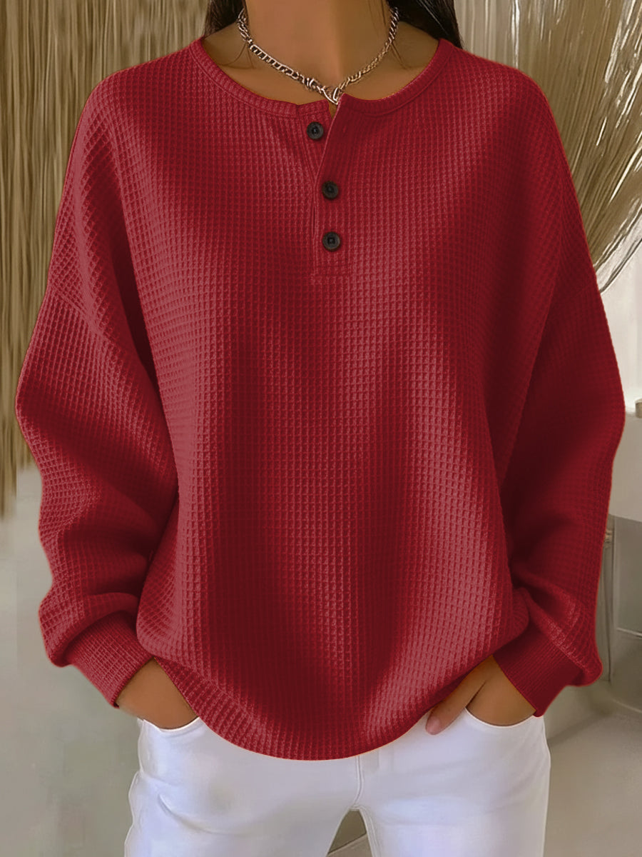 Ritona - Hanorac Henley Cu Tricot Tip Waffle