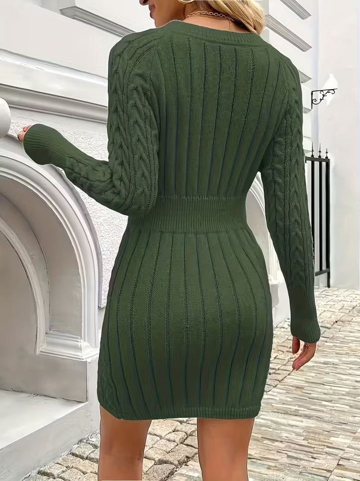 Lilona – Rochie-Pulover Mulată, Cu Model Tricotat În Stil „Cable”