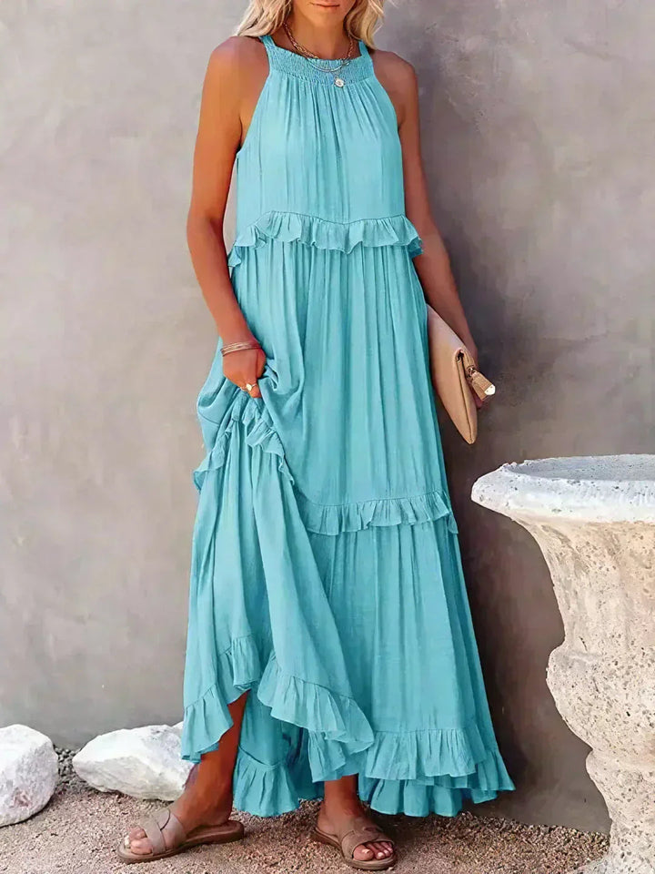 Hayley - Rochie Elegantă Fără Mâneci Cu Volane