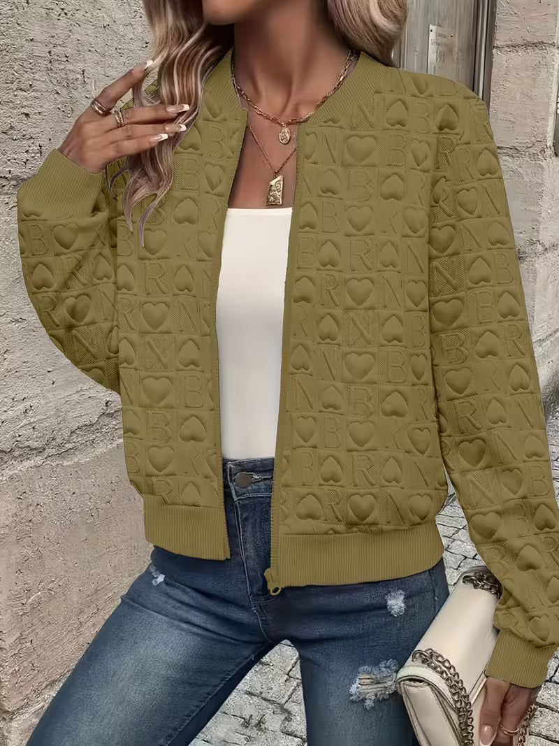 Lojina – Jachetă Cu Fermoar Și Model În Relief Cu Inimi