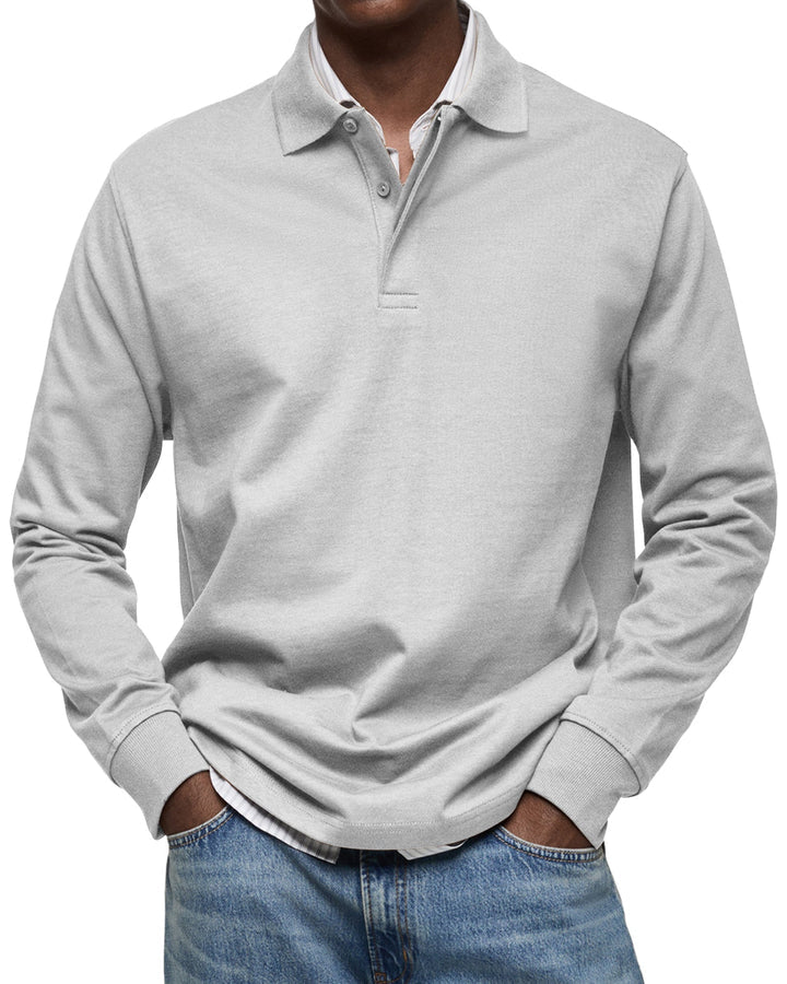 Elhanan - Tricou Polo Elegant cu Mânecă Lungă
