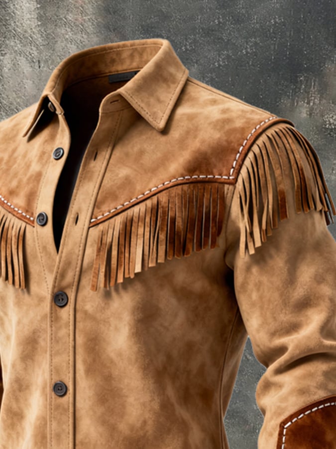 Finch - Cămașă Cu Mâneci Lungi în Stil Vintage cu Proiectare cu Ciucuri