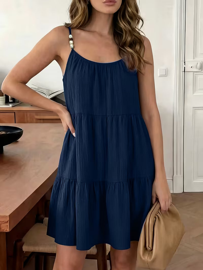 Masley – Rochie Mini cu Bretele Subțiri și Croială Lejeră