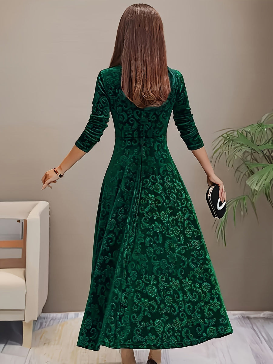 Otsuru - Rochie Elegantă Din Catifea cu Mâneci Lungi