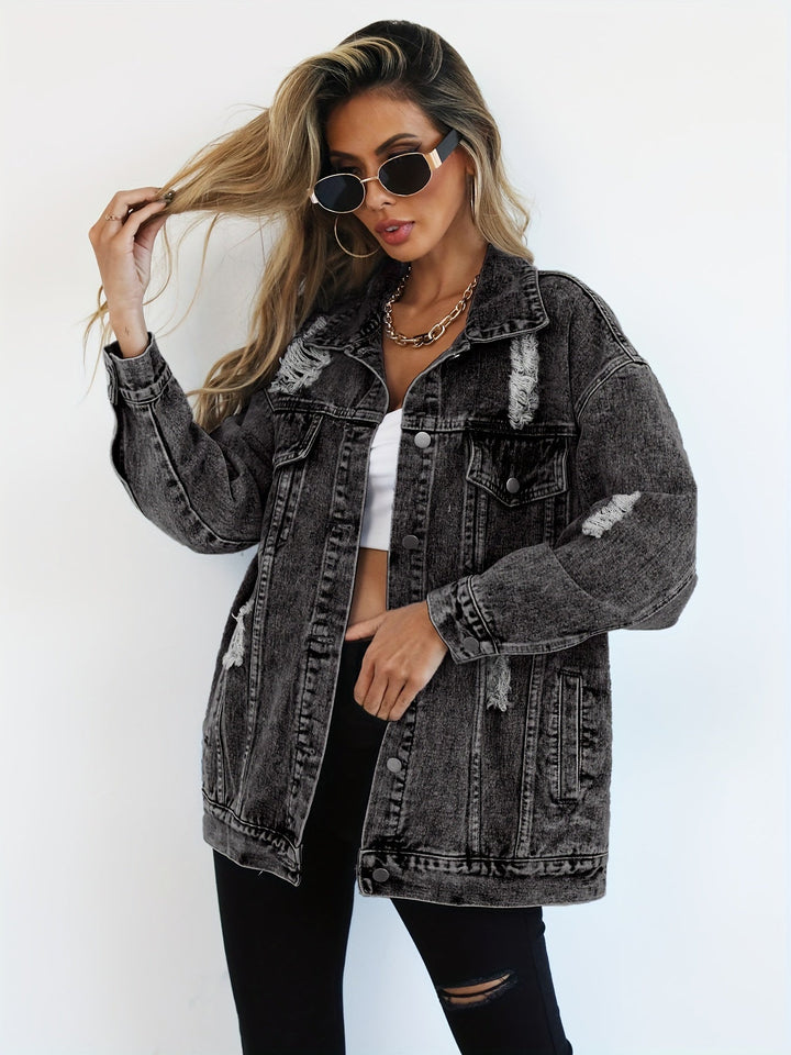 Keazjah - Jachetă Din Denim Cu Croi Larg