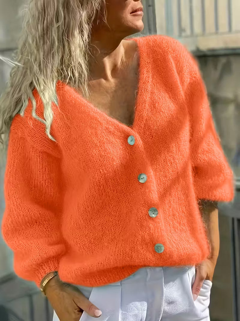 Hozanna - Pulover Tricotat Cu Mâneci Lungi și Nasturi