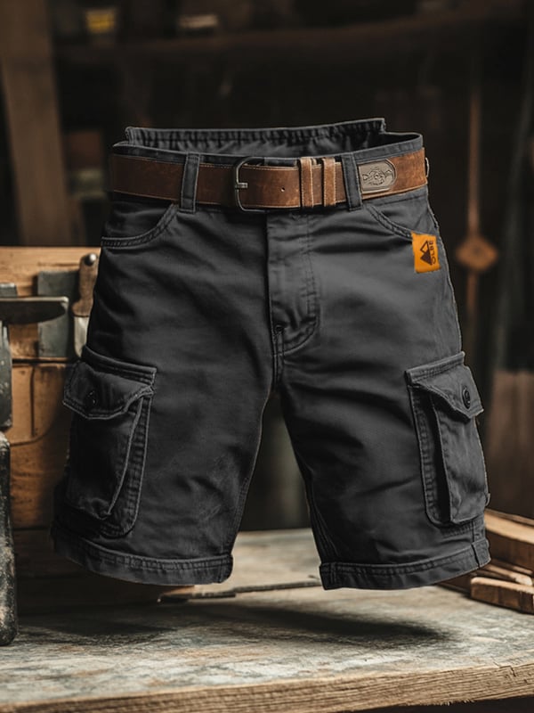 Pantaloni Scurți Multifuncționali Pentru Bărbați în Stil Retro Din Material Ripstop Pentru Activități în Aer Liber