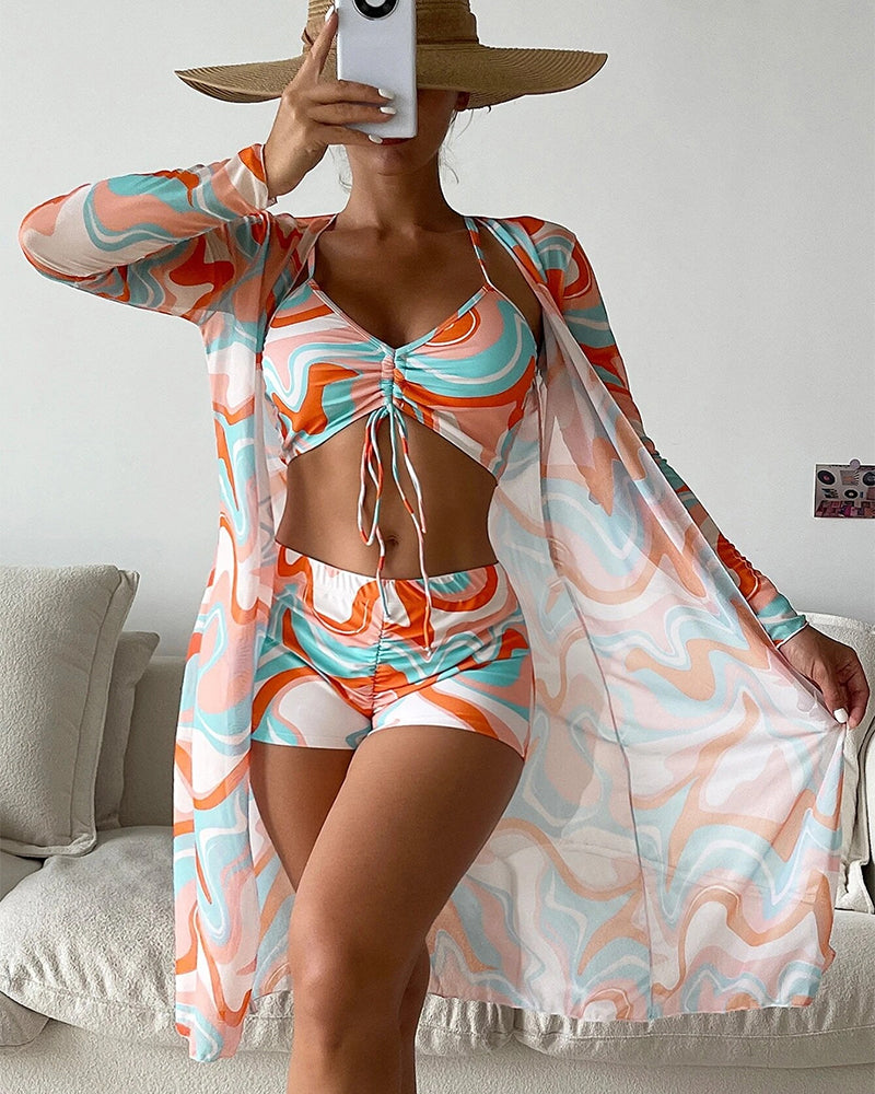 Silvija - Set De Bikini Cu Imprimeu Format Din 3 Piese