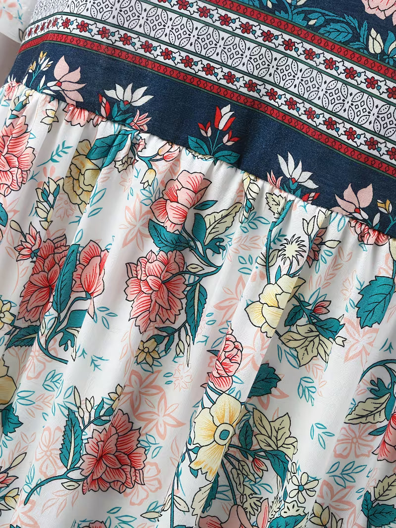 Lisan - Rochie cu Imprimeu Floral vintage și Buzunar