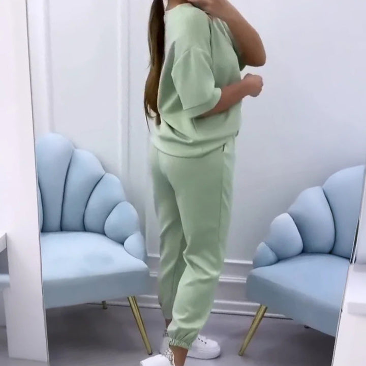 Nalaya - Elegant Mânecă Scurtă Două Piese Set