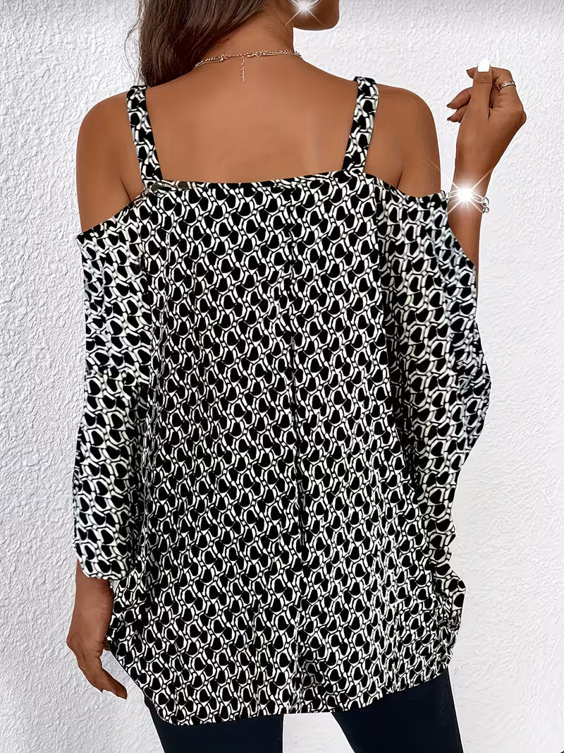 Shae - Top Casual Com Estampado e Ombros à Vista