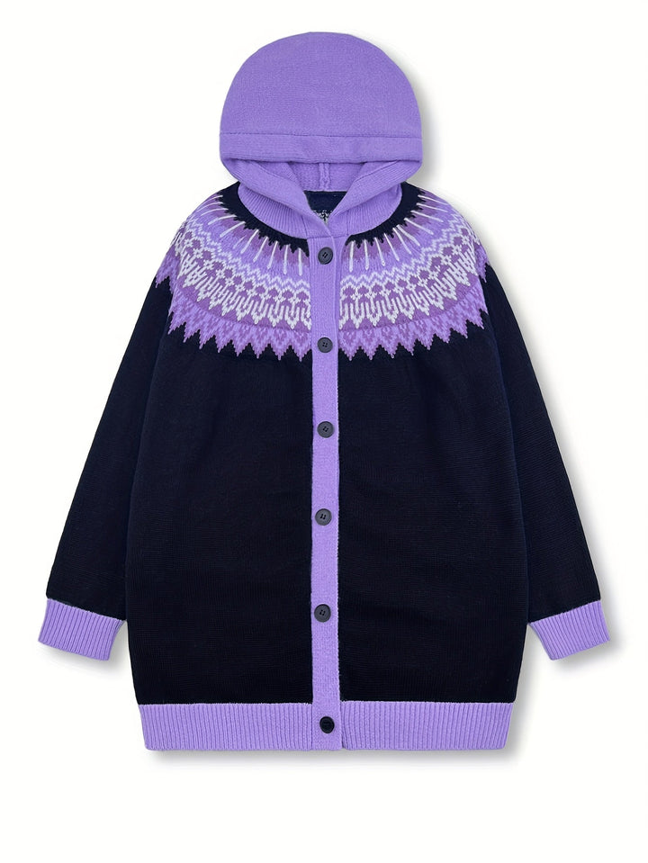 Gulnur - Pulover Elegant De Iarnă Cu Mâneci Lungi Și Glugă