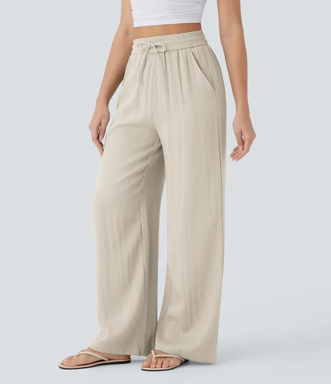 Zafeiria - Pantaloni Eleganți Din In