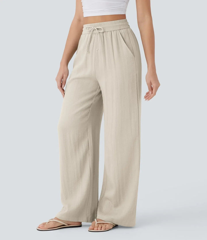 Zafeiria - Pantaloni Eleganți Din In