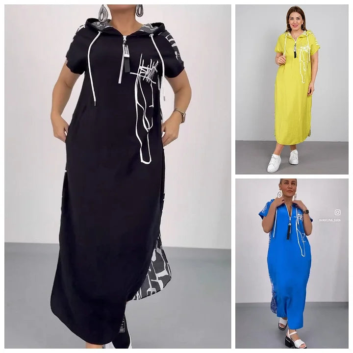 Filiz – Rochie Lungă și Elegantă Cu Glugă