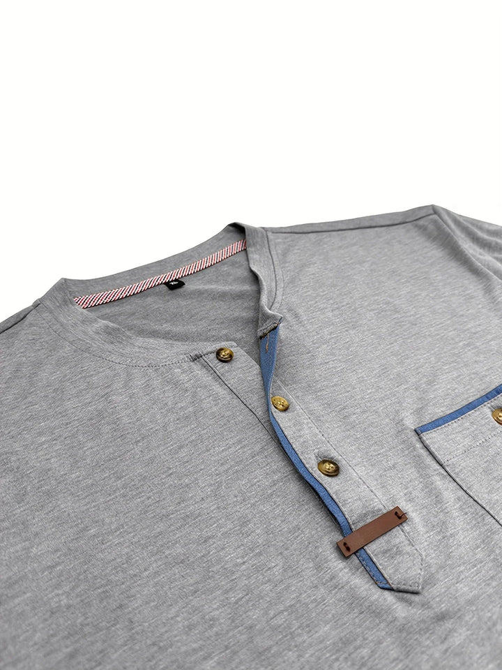 Saxon - Tricou Elegant Cu Guler Rotund și Buzunar