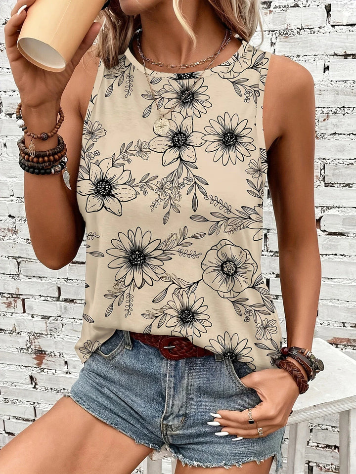 Lilou - Top Casual De Vară Cu Imprimeu Floral