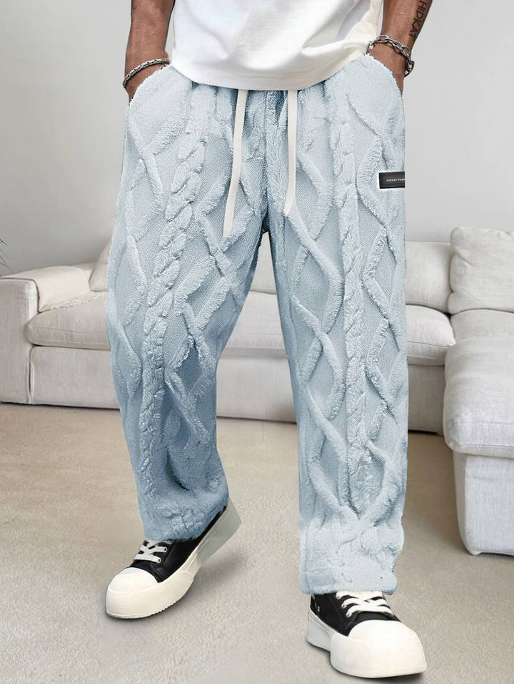 Zecharia - Pantaloni Cu Model Geometric și Talie Elastică