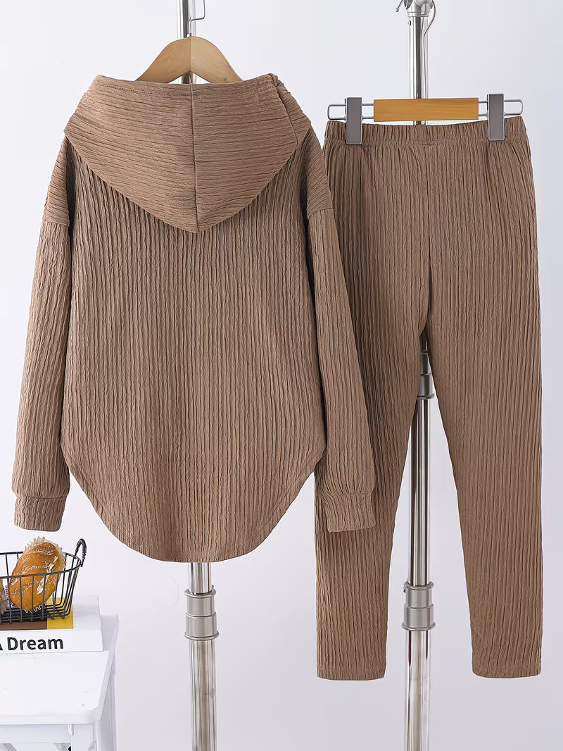 Berenika - Bluză Casual Cu Glugă și Colanți