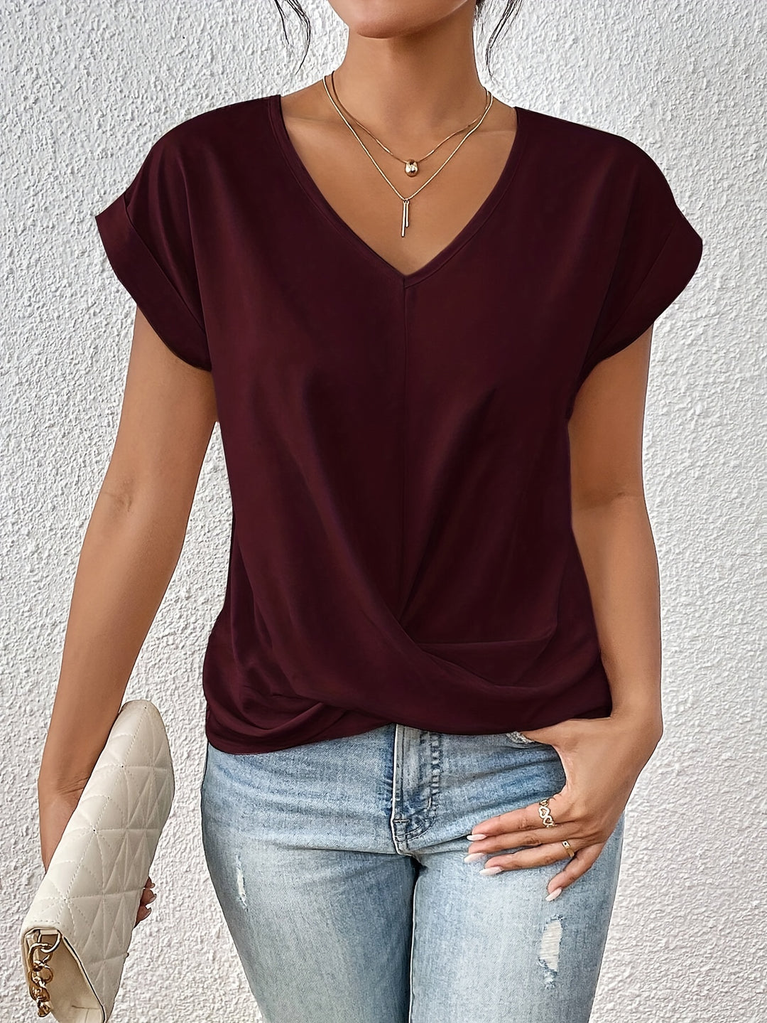 Tammana - Tricou Casual cu Decolteu în V
