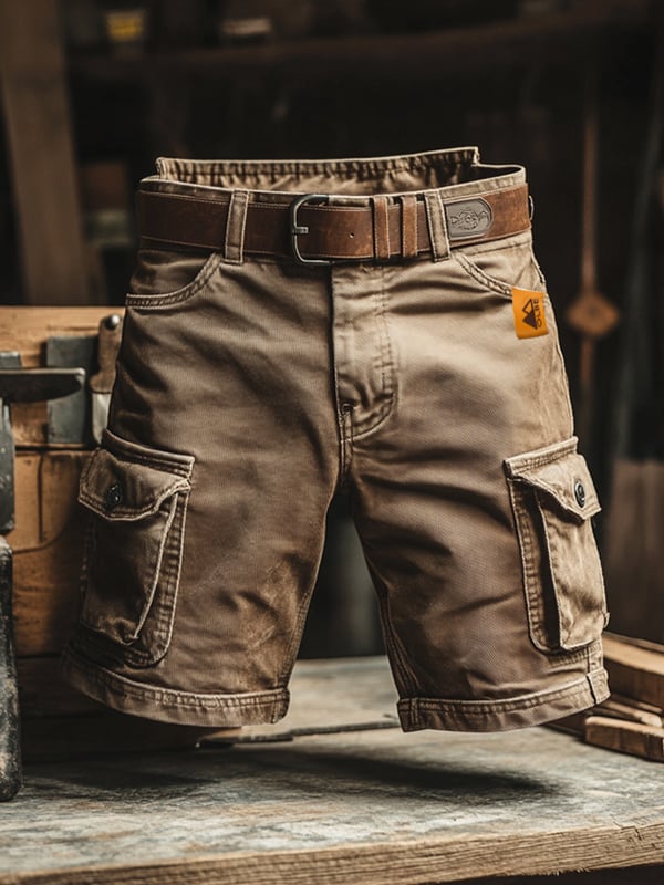 Novak - Pantaloni Scurți Cargo Retro Cu Buzunare Multiplu