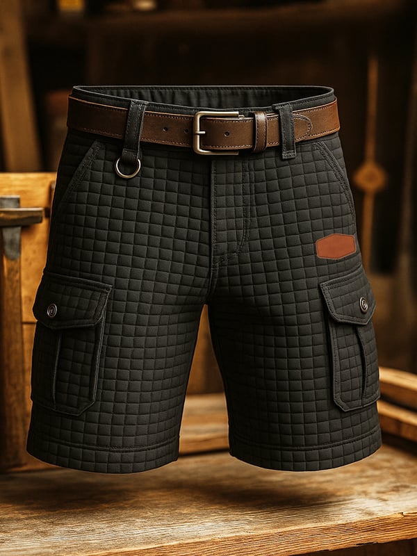 Pantaloni Scurți Funcționali Din Tricot Vintage Pentru Bărbați Cu Croi Drept