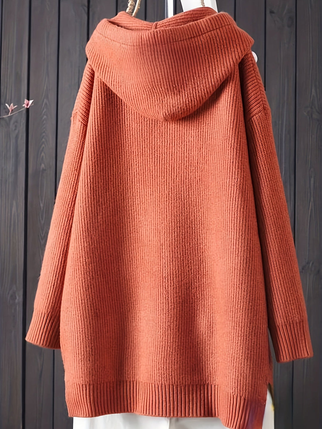 Genivee - Hanorac Casual Cu Tricotat Mâneci Lungi și Glugă