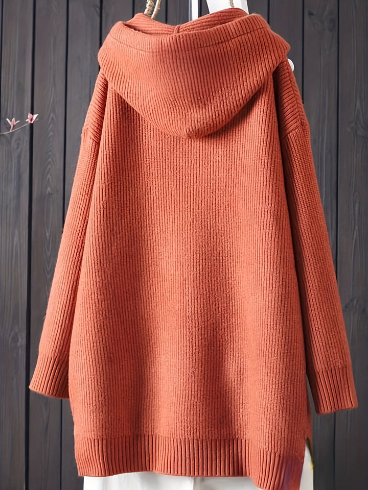 Genivee - Hanorac Casual Cu Tricotat Mâneci Lungi și Glugă