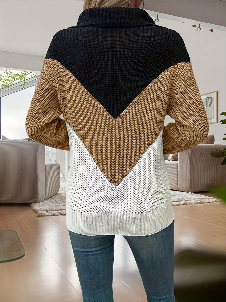 Fagina – Pulover Elegant Tricotat, Cu Fermoar PE Jumătate