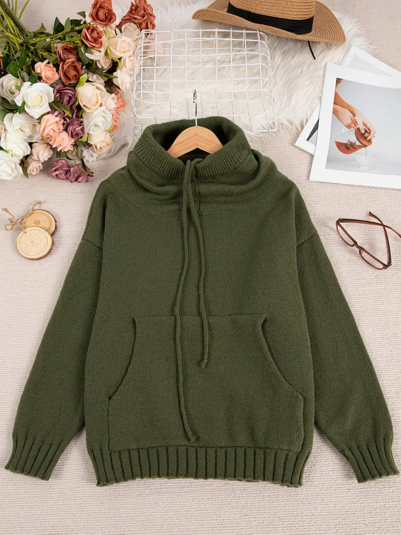 Natala - Pulover Tricotat Cu Buzunar Tip Cangur